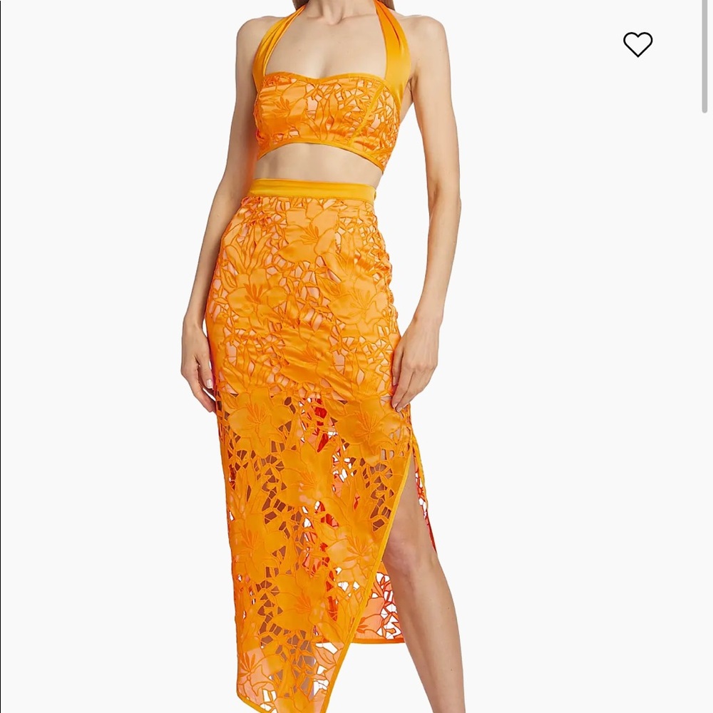 NWT Ramy Brook Yellow Embroidered Satin Set